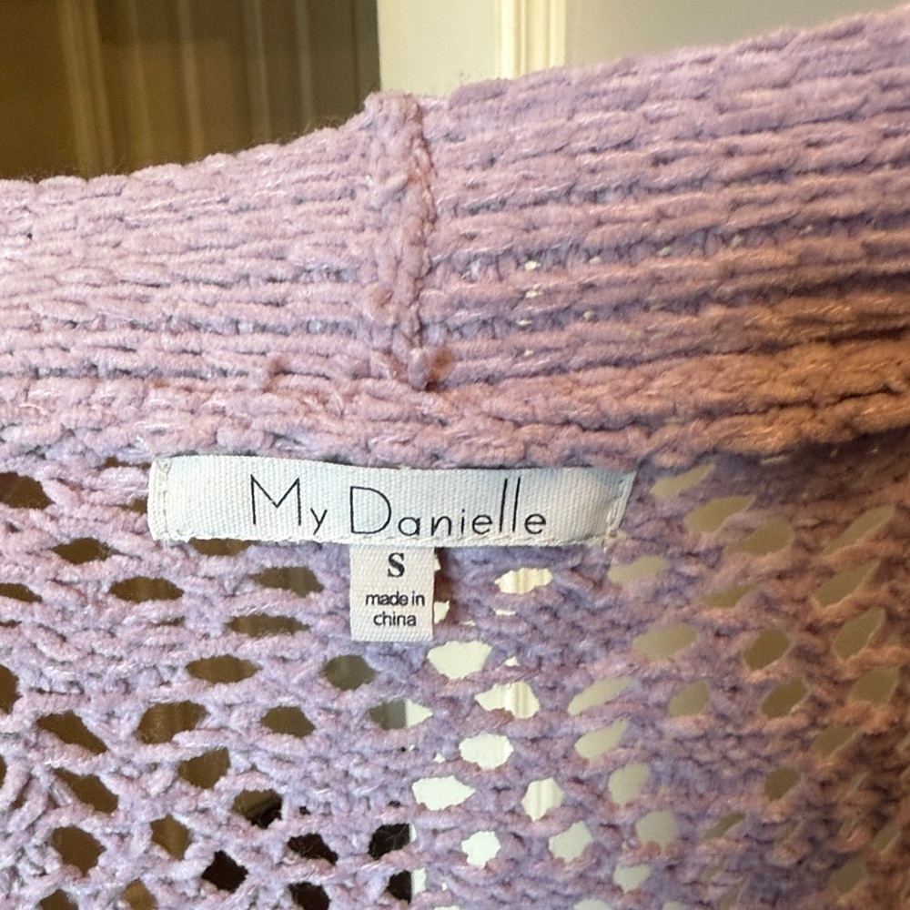 Elegant Lavender Women's Open-Knit Cardigan small - Picture 5 of 7
